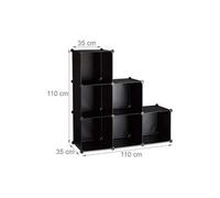 Etagère escalier 6 compartiments meuble bibliothèque séparation noir 13_0001140_2