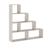 Etagère escalier meuble étagère avec 6 compartiments coloris beige - Longueur 144 9 x profondeur 27 90 x hauteur 143 30 cm