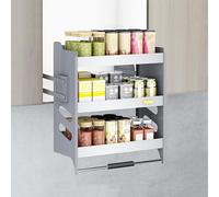 Étagère Escamotable à 3 Niveaux pour Armoire de Cuisine, Panier de Levage Robuste, Système de Support à Vaisselle et à Épices en Métal pour Cuisine Supérieure