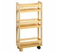 Étagère étroite en bambou sur roulettes 74 cm
