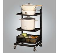 Étagère extensible à 3 niveaux pour four à micro-ondes avec 3 planches et 1 panier d'angle pour cuisine blanche et noire