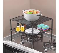 Étagère extensible et réglable en acier carbone pour salle de bain et placard, noir (37-62 x 35 x 22 cm)