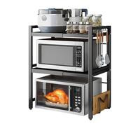 Étagère extensible pour four à micro-ondes à 3 niveaux Largeur et hauteur réglables pour comptoir de cuisine Support de rangement pour casseroles et grils