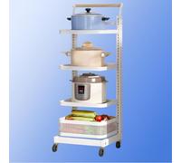 Étagère extensible pour four à micro-ondes - Chariot de cuisine avec poêle de rangement - Économie d'espace - Étagère portable - Solution de rangement de cuisine (blanc)