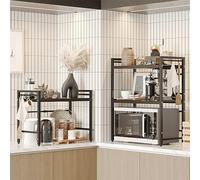 Étagère extensible pour four à micro-ondes - Gain de place avec panier à épices et porte-rouleau de cuisine - Organiseur de comptoir de cuisine pour un rangement et une efficacité optimaux