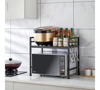 Étagère extensible pour micro-ondes, étagère sur pied pour organisateur de cuisine, support pour micro-ondes, étagère de cuisine, étagère de comptoir pour boulanger, support pour micro-ondes avec 6 cr