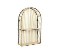 The home deco factory Étagère murale Java compartimentée rotin Noir et beige H61 X L37 X P12 cm
