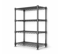 Étagère Fil Métallique Acier Carbone Réglable pour Cuisine, Garage | Poteaux à joints 25-28mm, montage sans outil, hauteur réglable, clayettes en grillage ajouré(4tier-120cm,90*40cm)