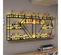 Étagère flottante à 3 niveaux en métal industriel pour stockage d'alcool et présentoir moderne pour salon, cuisine, bar et bureau