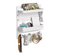 Étagère flottante à côté du lit - Organisateur mural d'accessoires en bois avec crochets | Organisateur mural pour chambre à coucher et chambre pour téléphone, lunettes et télécommande