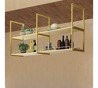 Étagère flottante à suspendre - Support mural industriel à 2 couches pour rangement de bar