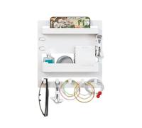 Étagère Flottante Au Chevet - Rack Mural 24x23x5cm, Bâton De Polystyrène Sur L'étagère, Organisateur Mural De Sauvegarde De L'espace Avec Pinces De Câble À Crochets | Rangement De Salon De Chambre À C