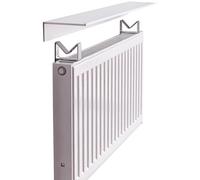 Étagère flottante blanche avec dessus en aluminium pour cache-radiateur, réglable de 50 à 180 cm, idéale pour salle à manger, ferme, décoration de studio, design élégant, solution peu encombrante.