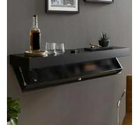 Étagère Flottante Dissimulée Meuble Plus Tiroir Secret Tiroir Secret Caché Étagère Secrète Étagère de Rangement Murale, Compartiment Caché pour Salon ou Bureau(Black)