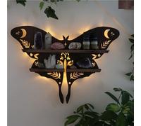 Étagère Flottante En Bois Papillon Et Machaon, Support Mural Pour Cristaux | 38.5x28cm Bois Peuplier 4mm+10mm 2 Designs Autocollant Laser Pour Huiles Cristaux