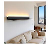 Étagère Flottante en métal avec lumière LED intégrée, étagère Murale Noire for Salon, décoration et Rangement Modernes(Black/4k,150cm/59in)