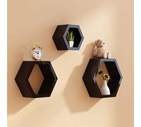 Étagère flottante hexagonale créative en treillis, décoration murale intérieure, étagère à suspendre, rouge (noir)