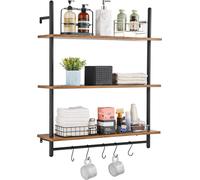 Étagère flottante industrielle - Étagère murale avec design tubulaire - 3 niveaux - 80x24cm - Étagère robuste pour le stockage et la décoration