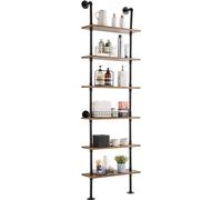 Étagère flottante Industrielle tubulaire Étagère murale Tubes d'étagère 6 niveaux 61x25cm