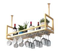 Étagère flottante le rangement du vin, casier à vin de grande capacité à suspendre plafond organiseur de bouteilles doré suspendre bar restaurant, étagère de rangement d'intérieur(Gold,150x30x60cm)
