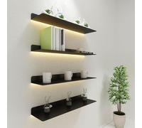 Étagère flottante moderne à LED avec bande lumineuse magnétique en forme de L en métal pour décoration murale dans salle de bain, chambre à coucher, salon, cuisine, bibliothèque murale en couleur