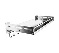 Étagère flottante multifonction en acier inoxydable pour cuisine et salle de bain, étagère de douche, étagère de rangement, étagère de service, rangement du four (60 x 30 x 13 cm, argent)