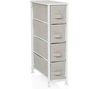 hjh Living – Commode FOLDRESS S, 4 tiroirs en tissu, 20x48x76 cm, patins réglables, métal, gris