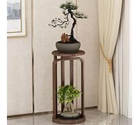 Étagère haute à 2 niveaux pour pots de fleurs - Support vertical pour pot de fleurs pour intérieur/extérieur, étagère d'angle pour terrasse et salon, marron clair, taille B