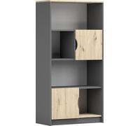Étagère haute Étagère pour enfants à deux portes avec six compartiments Gris /Chêne Artisan JOY II 02 80 cm