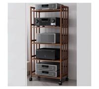 Étagère Hi-Fi à 2/3/4/5 étages - Support multimédia AV réglable pour le bureau et la maison - Platines CD et armoire de rangement stéréo avec roulettes - Support de console de jeux et TV d'angle
