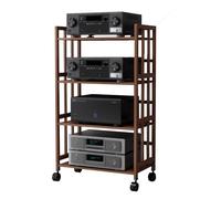 Étagère Hi-Fi à 2/3/4/5 étages - Support multimédia AV réglable - Unité de rangement pour la maison et le bureau - Platine CD et armoire récepteur stéréo avec roues, projecteur d'angle et support TV