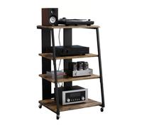 Relaxdays Étagère Hi-FI 4 Niveaux en métal/MDF, Style Industriel, 78x61x52 cm, Marron/Noir