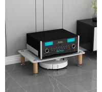 Étagère HiFi à 3/4 niveaux - Meuble de rangement pour médias - Étagères en verre trempé - Pieds en bois massif absorbant les chocs pour armoires audio