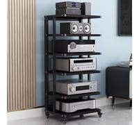 Étagère HiFi à 6 niveaux pour imprimante - Meuble de rangement audio mobile - Étagères pour systèmes stéréo, lecteurs DVD et composants - Design en bois pour la maison et le bureau