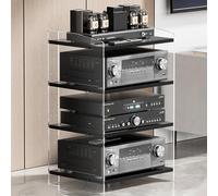 Étagère HiFi de 106,7 cm de haut - Étagère audio en acrylique transparent pour composants stéréo, amplificateur, armoire de rangement audio à 4 niveaux pour home cinéma, studio d'enregistrement