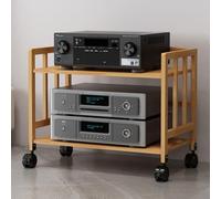Étagère HiFi en bois à 4 niveaux avec roulettes - Support de divertissement élégant pour équipement audiovisuel, solution de stockage multimédia et de niisation idéale pour le home cinéma