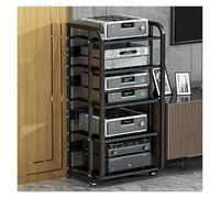 Étagère HiFi moderne avec 5 niveaux Support MA robuste pour la maison, le bureau et le divertissement, design ouvert, parfait pour consoles et composants (noir)