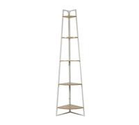 Home Deco Factory - Étagère d'angle HD0077 5 niveaux bois et métal style industriel vintage Blanc