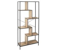 Home Deco Factory Étagère de rangement Edison HD7186 – Industrielle fer et bois 80x80x40 cm Noire