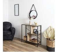 HOME DECO FACTORY – Étagère industrielle vintage Edison – Bois & métal 2 niveaux 79,5x80x30 cm Noir