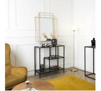 Home Deco Factory – Étagère Edison – Noire – Verre fumé
