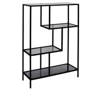 HOME DECO FACTORY Étagère HD0084 – Verre trempé noir, style industriel, 3 niveaux, 80x30x113 cm