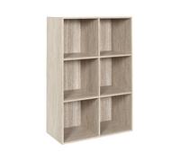 HOME DECO FACTORY - HD7744 - Rangement Modulable 6 Cases Effet Pierre - Meuble de Rangement Pratique et Élégant pour Salon - Chambre ou Bureau - Dimensions : 120X30X80 cm - Couleur Blanc Beige