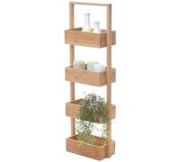 Étagère Hwc-B78, Étagère Indépendante De Salle De Bains, 4 Paniers, Bambou 88x28x15cm Multicolore
