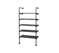 Etagère HWC-C45 Design industriel bois métal 165x80x28cm gris-brun