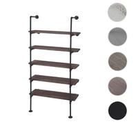 Étagère HWC-C45 - Étagère de salon Bibliothèque Étagère de rangement - Design industriel bois métal - 165x80x28cm - gris-brun