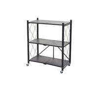 Etagère HWC-J85 pliable acier noir 3 niveaux