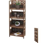 Bibliothèque Mendler Etagère HWC-K86 Bois 110cm brun foncé tressage brun foncé