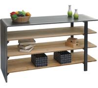 Étagère HWC-L75, Étagère de Salon Bibliothèque Étagère à Chaussures Sideboard, Bois Massif Industriel 72x119x40cm MVG Naturel avec Aspect métal