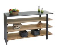 Mendler Étagère HWC-L75 - Étagère de salon bois massif style industriel 72x119x40 cm MVG Naturel